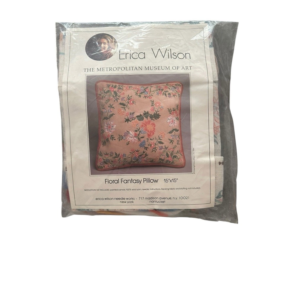 Vintage Erica Wilson Needlepoint Kit Floral Fantasy Pillow 16"x16" MMA Unopened